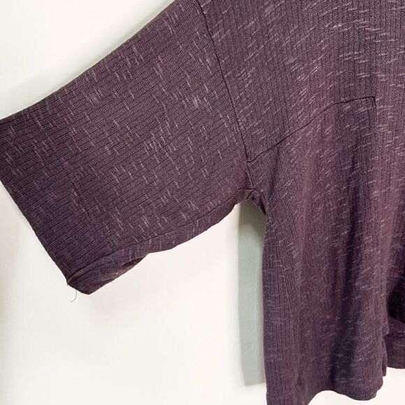 Sympli Purple Oversized Boxy Knit Cropped Half Sleeve Top - Picture 4 of 6